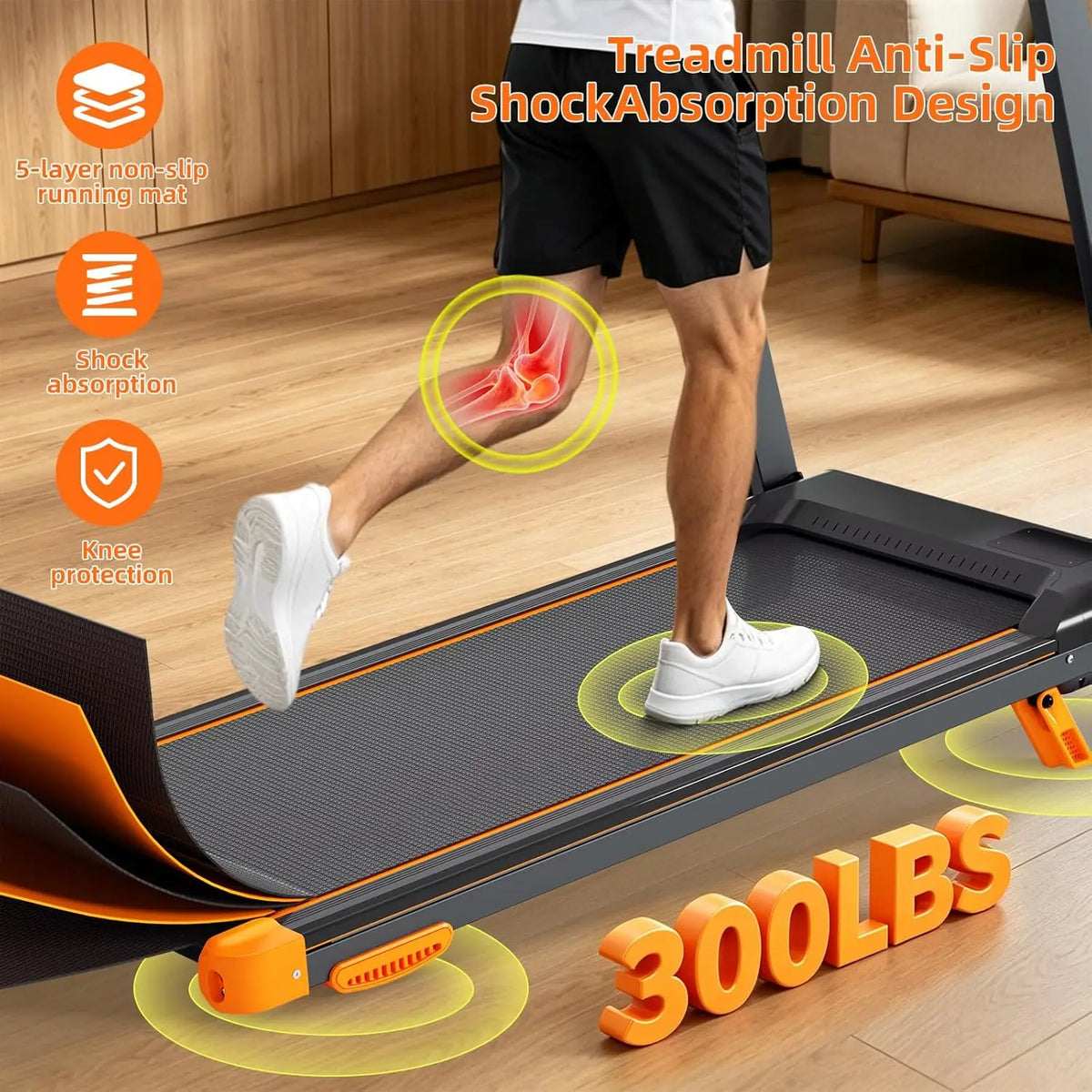 Folding Walking Pad Treadmill with 12 Percent Incline and App
