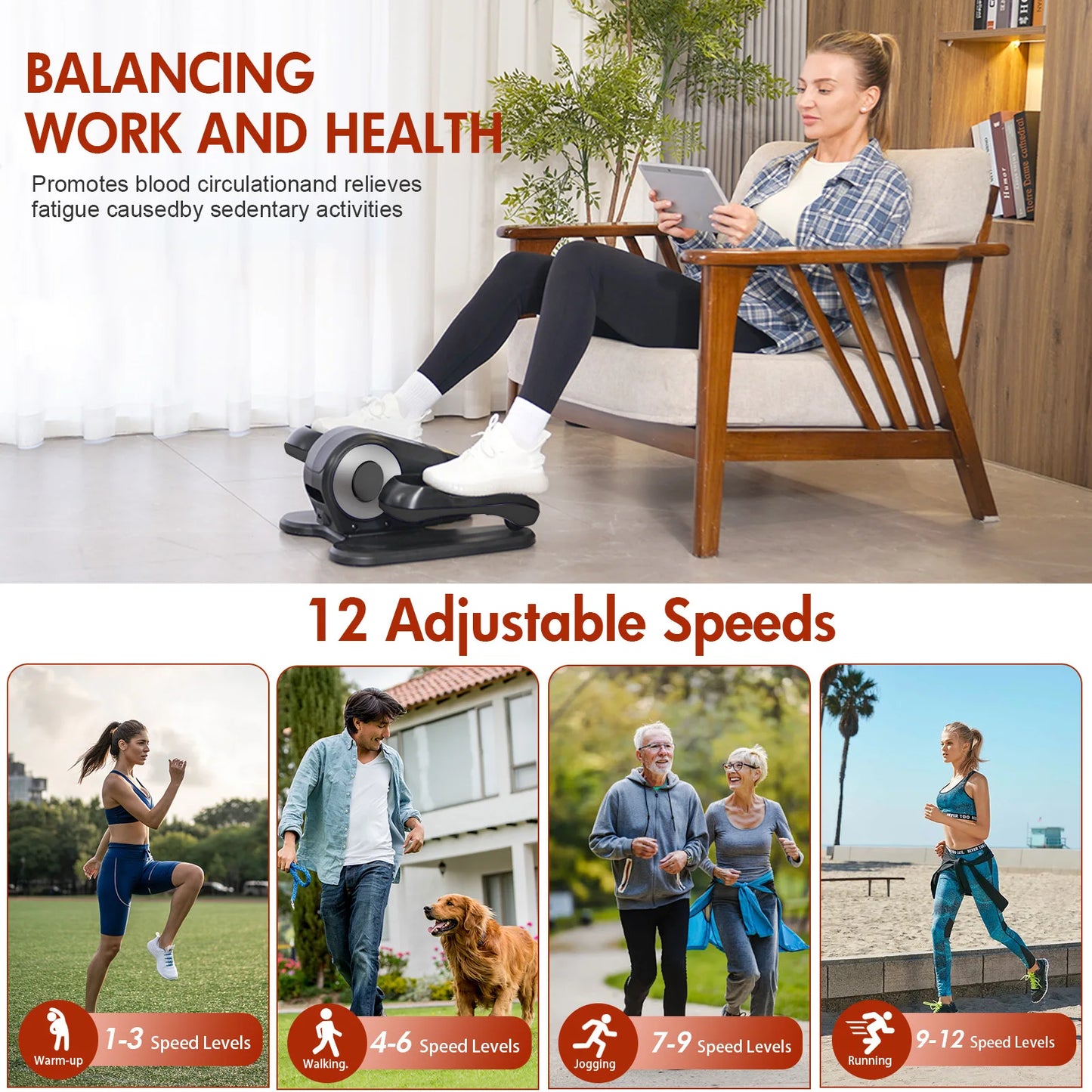 Gamewiu Under Desk Elliptical Pedal Exerciser With LCD Display
