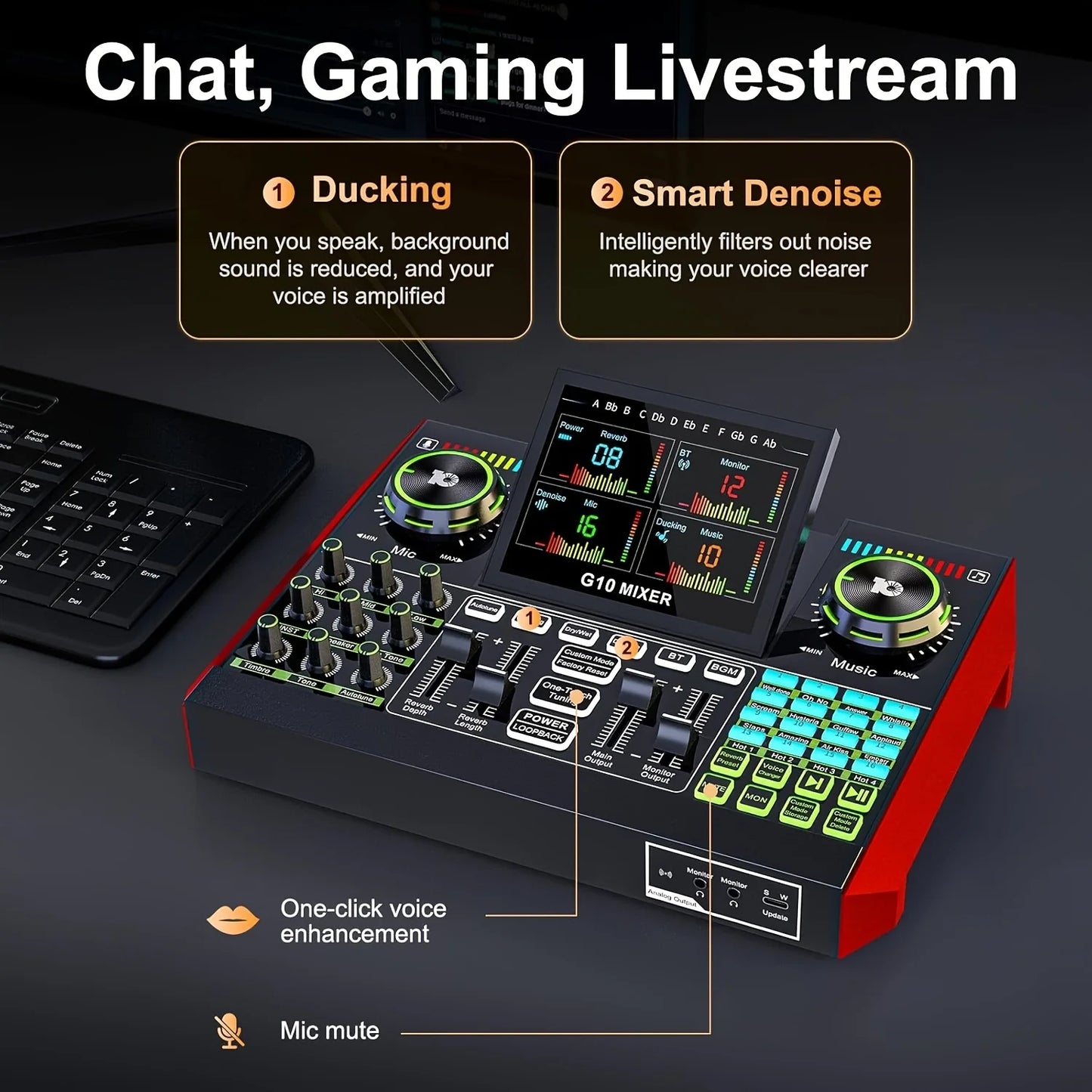 Tenlamp G10 Podcast Microphone Bundle With Live Mixer And Effects