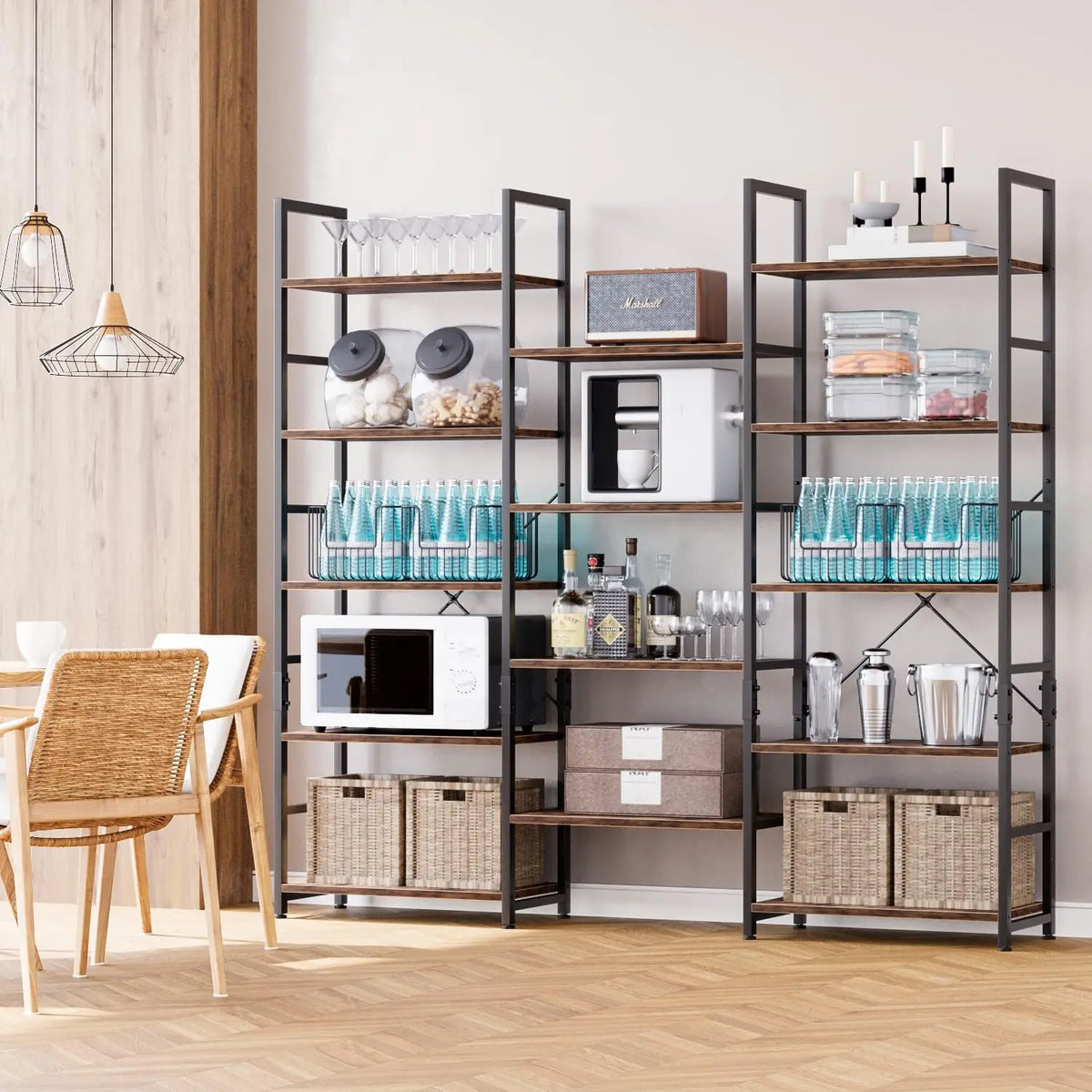 Modern 14 Shelf Laminated Bookcase With Open Floor Storage