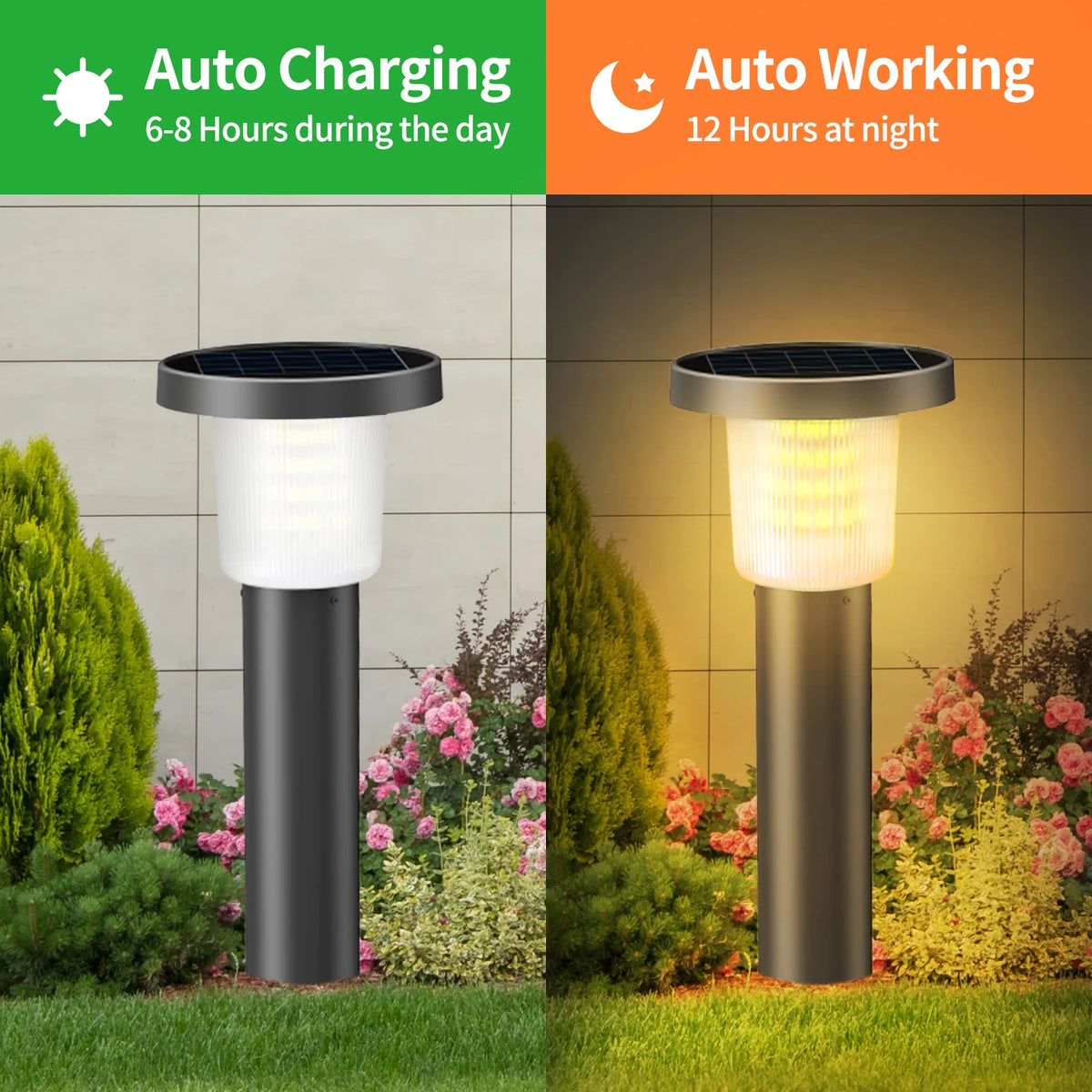 Intelamp 2 Pack Solar Pathway Lights Outdoor Waterproof Garden