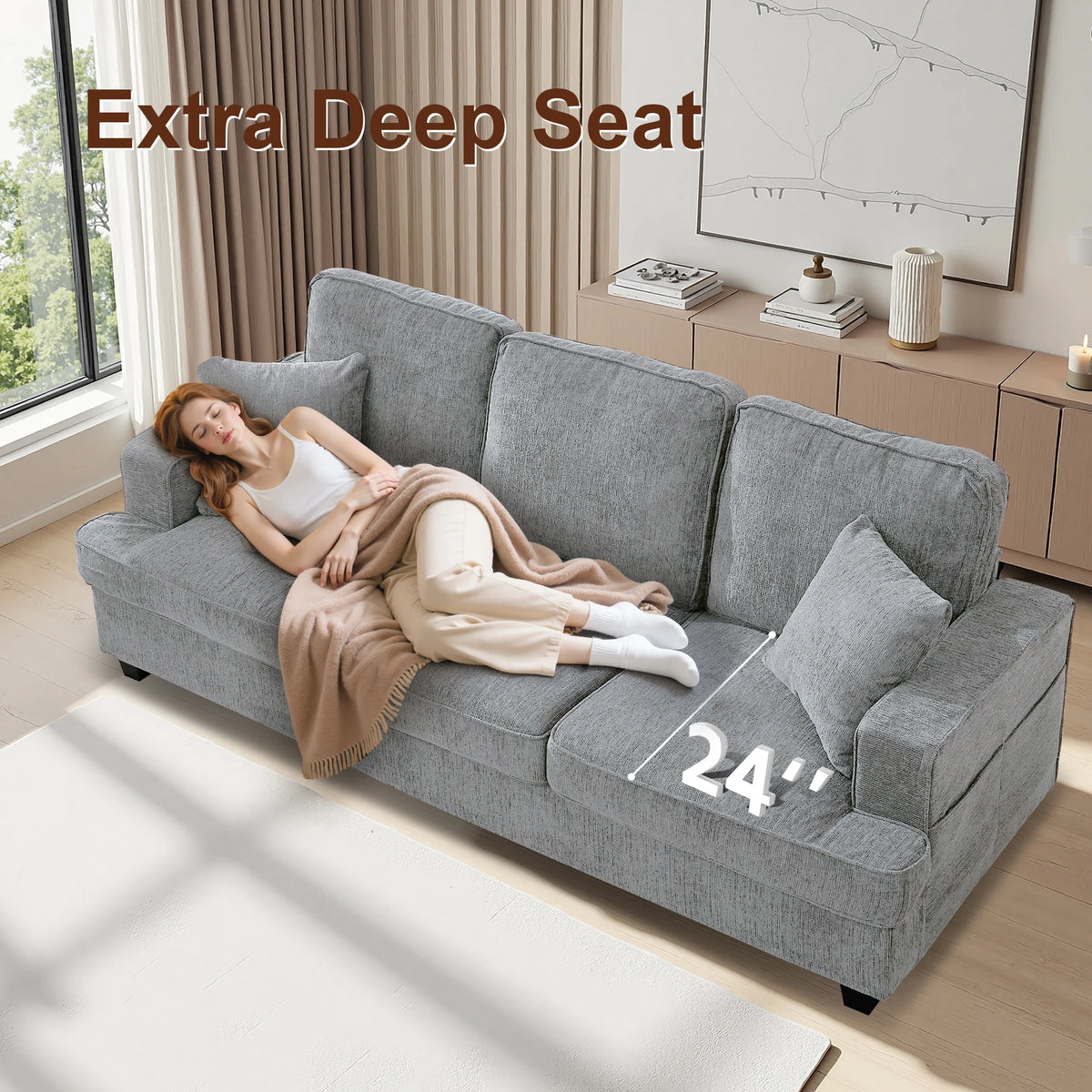 Modern Chenille Cloud Couch Sofa For Living Room Decor