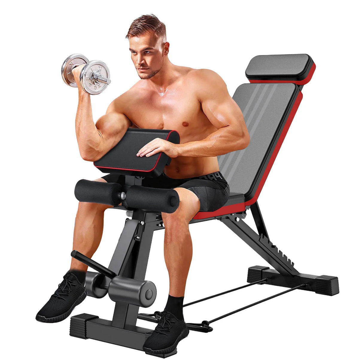 Adjustable Seven Level Foldable Weight Bench For Fitness Training