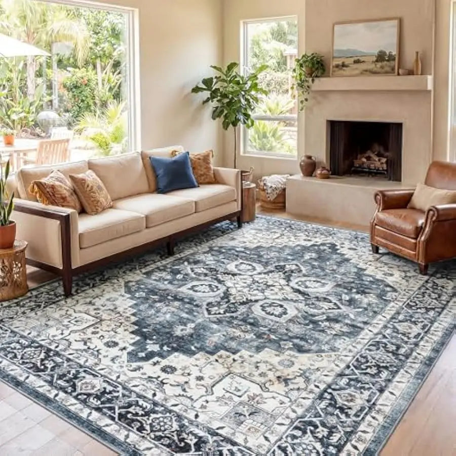 Amada HomeFurnishing Washable Area Rug With Non Slip Backing