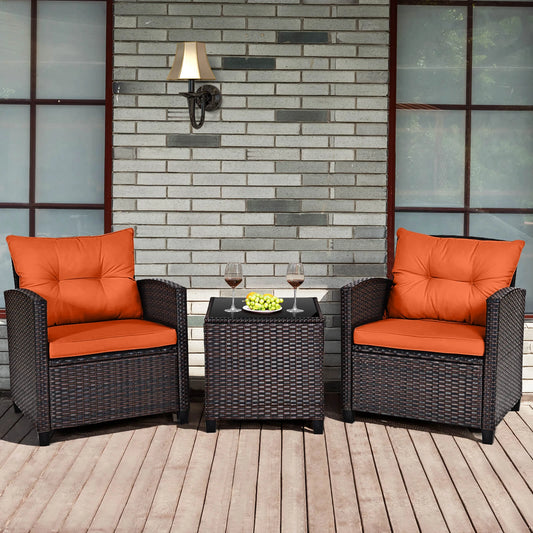 Homasis Rattan Patio Furniture Cushioned Outdoor Conversation Set