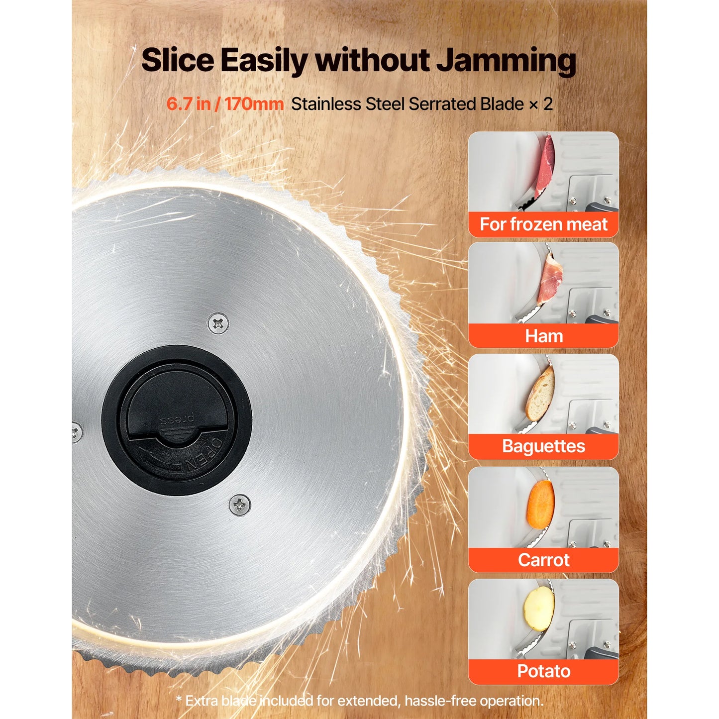 SucceBuy Electric Deli Slicer With Two SUS420 Blades