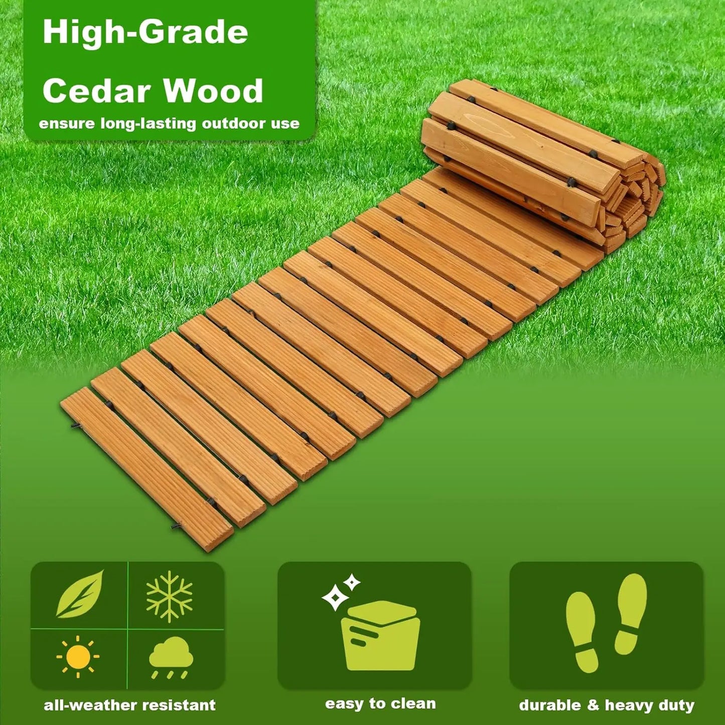 Weather-Resistant Non-Slip Wooden Garden Pathway Roll Out
