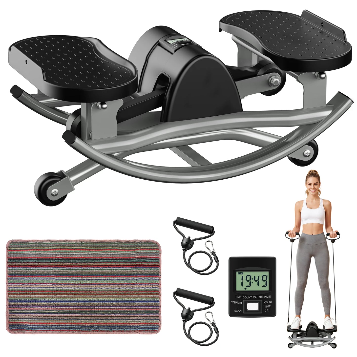 Swing Stepper Machine With Digital Display For Full Body Workout