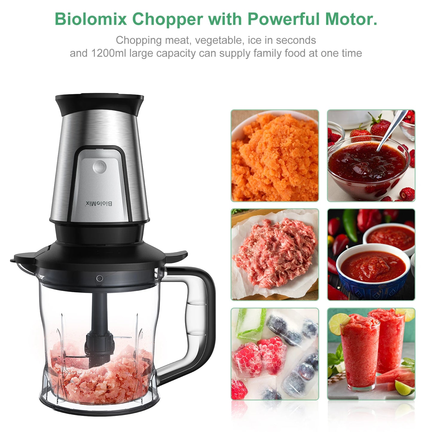 Biolomix 3 in 1 Multifunctional Food Processor 700W Portable Blender