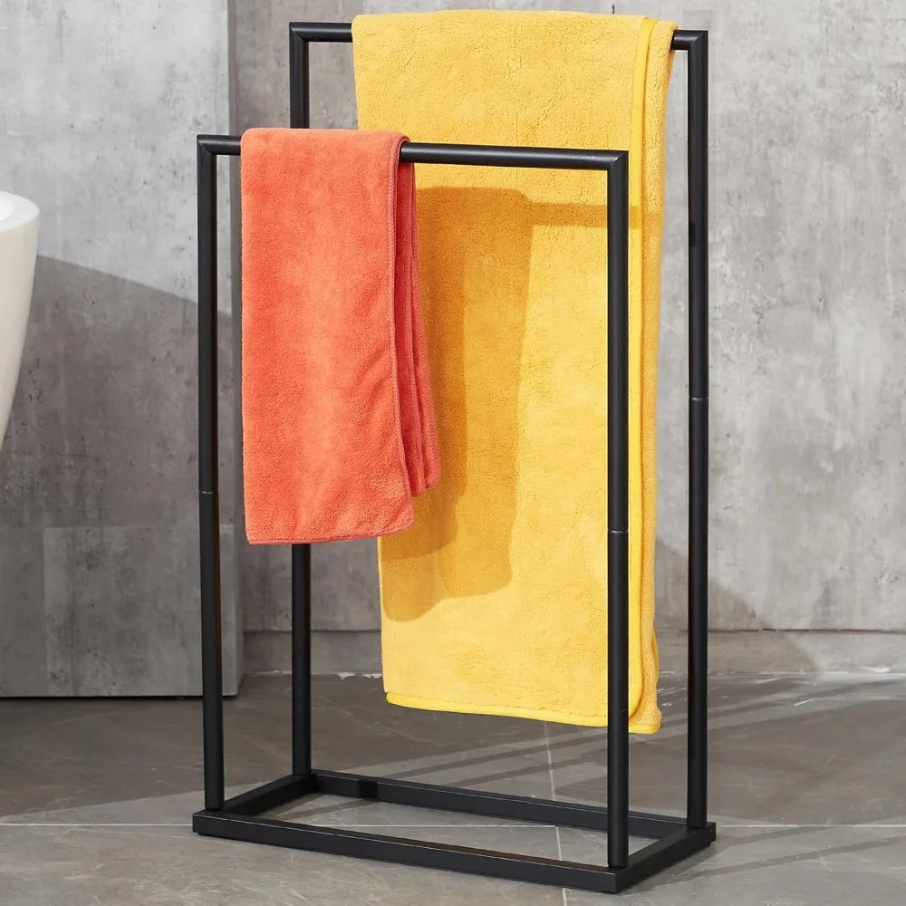 NBVCX Free Standing 2 Tier Towel Rack With Storage Shelves