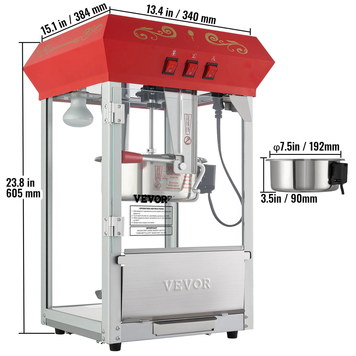 Succebuy Automatic Electric Commercial Popcorn Maker With Serving Spoon