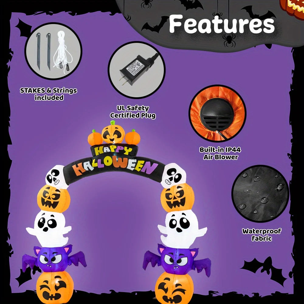 Joyfy Halloween Pumpkin Arch Inflatable With LED Lights Outdoor Decor