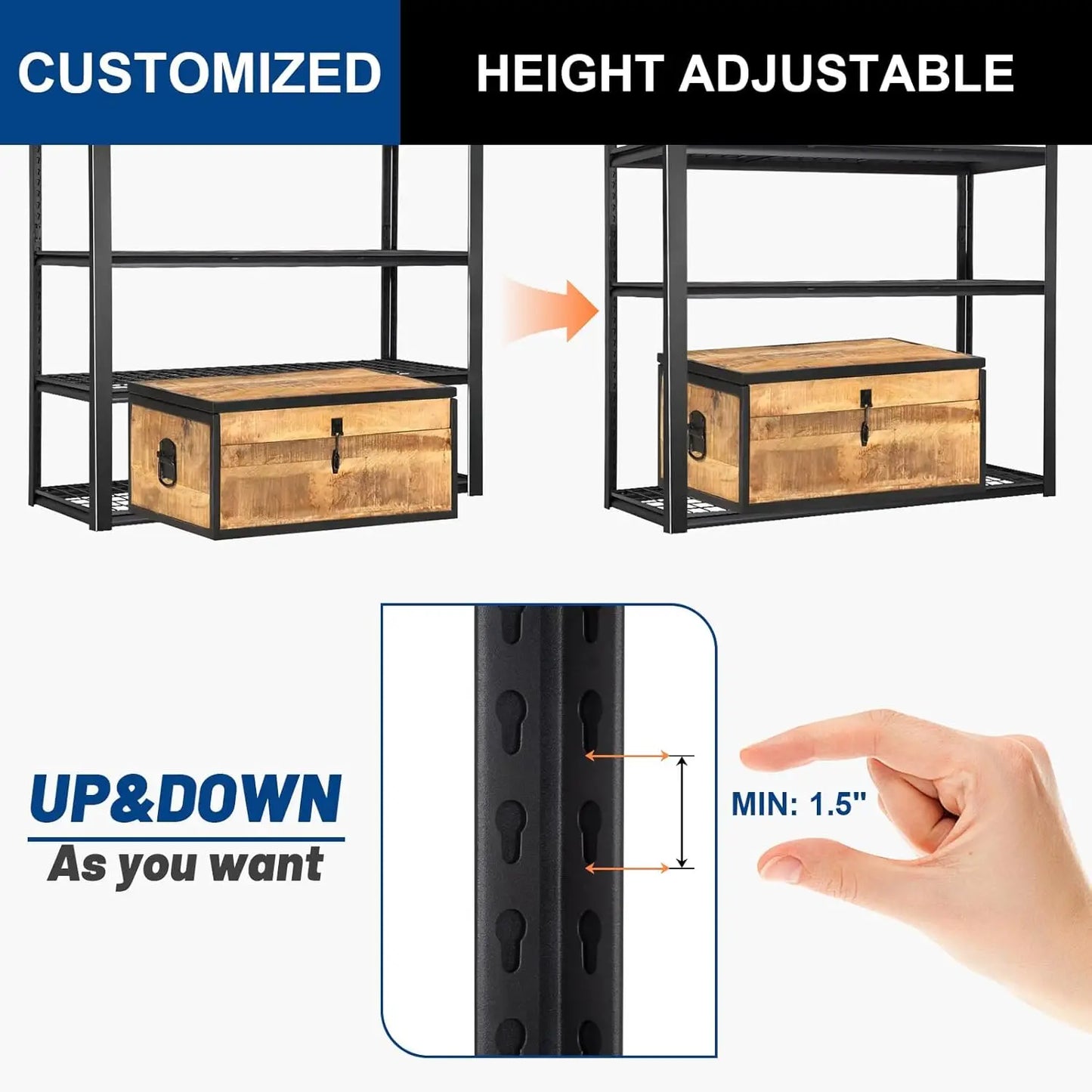 Heavy Duty Metal Garage Shelves With 4 Adjustable Steel Levels