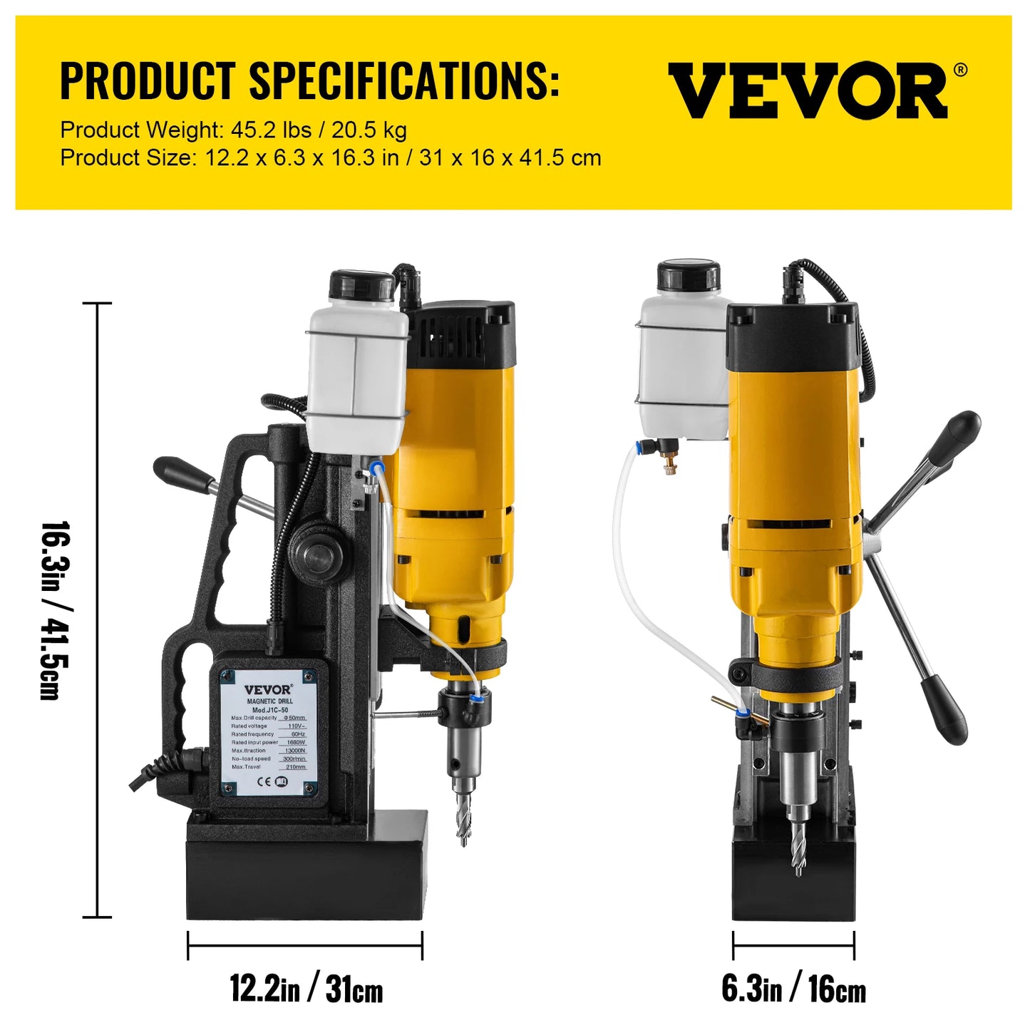 SucceBuy Magnetic Drill Press 750W Stepless Speed Electric Bench