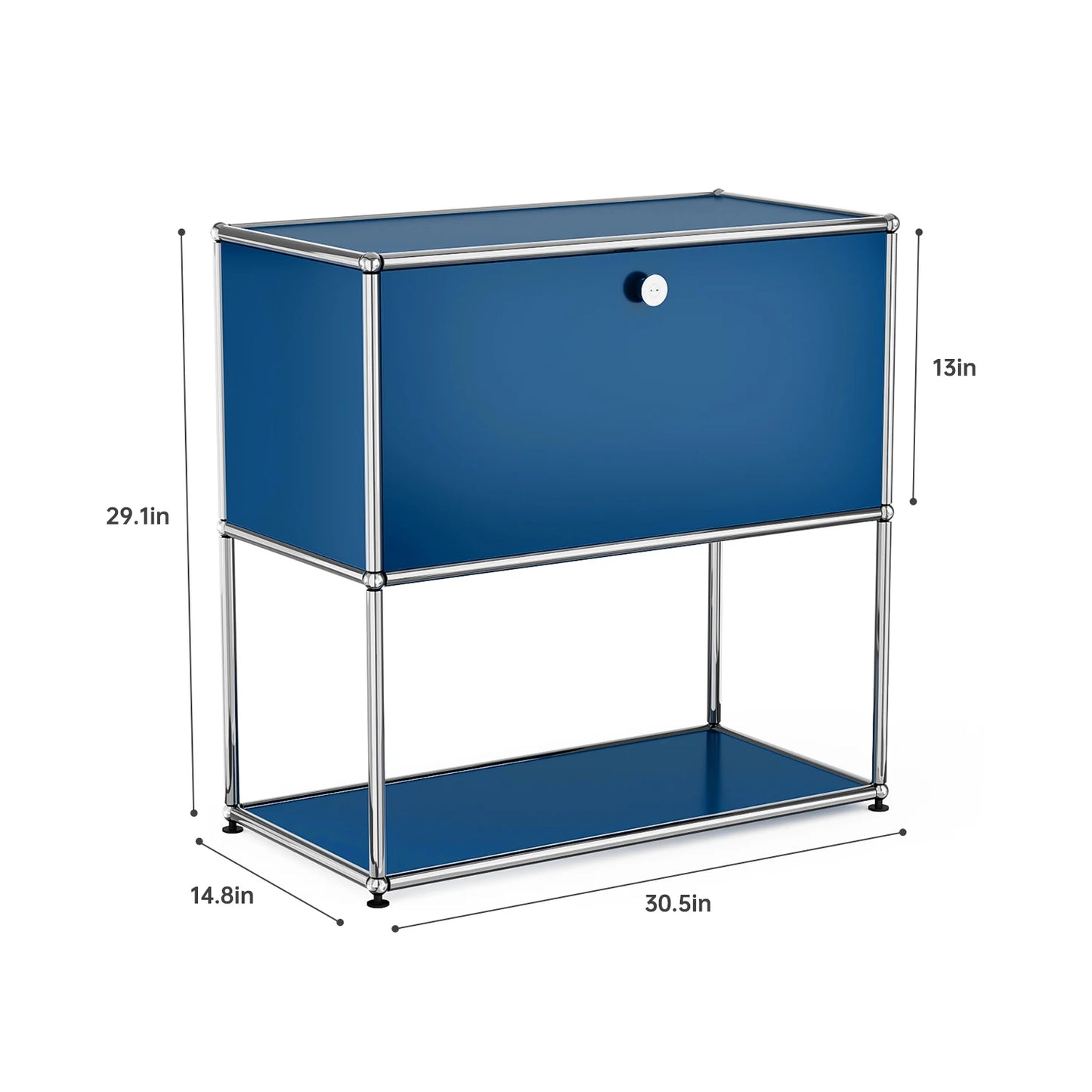 Modern Modular Nightstand Chrome Metal Frame 2 Tier Bedside Table