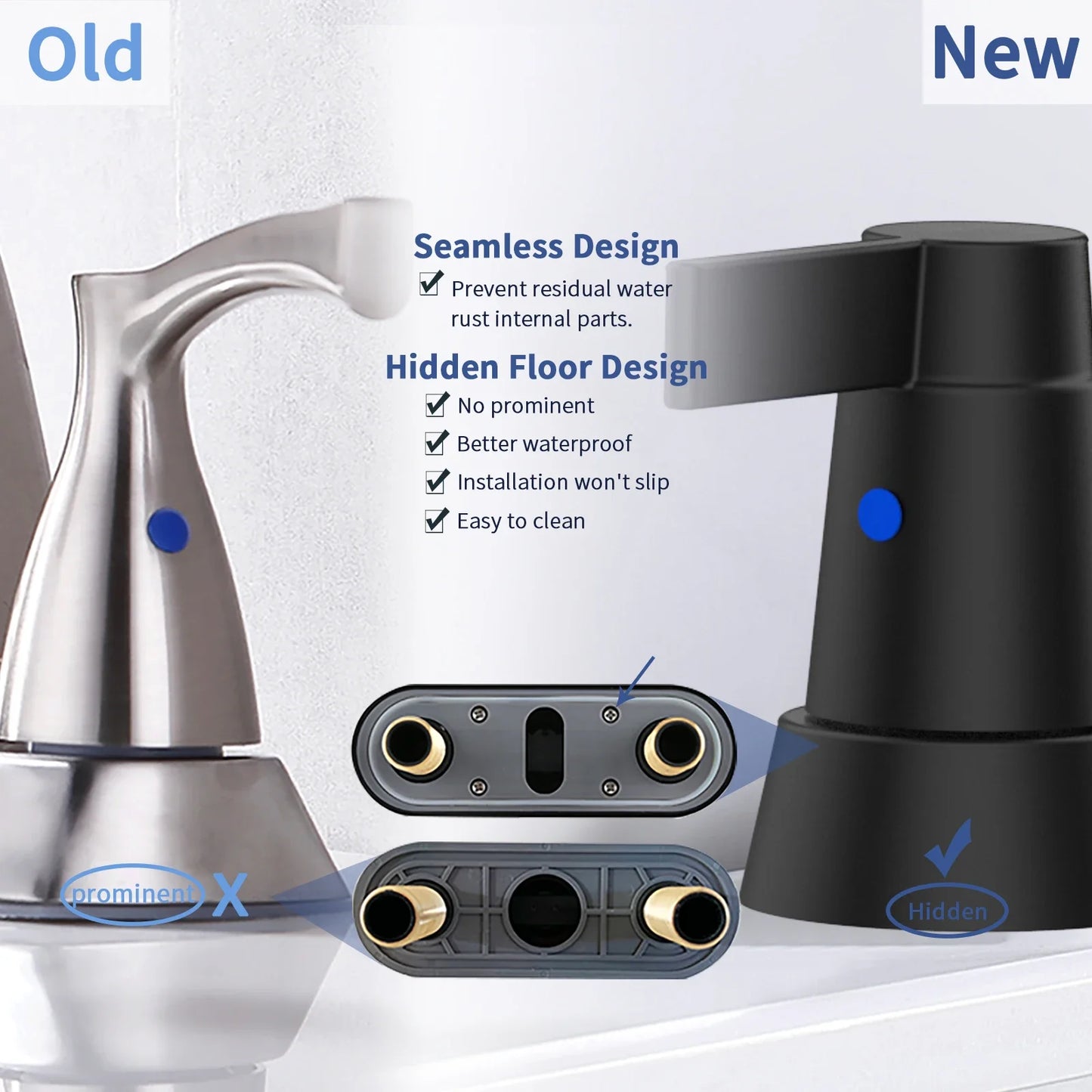 Dual-Handle Bathroom Faucet With 360 Degree Swivel Spout Centerset
