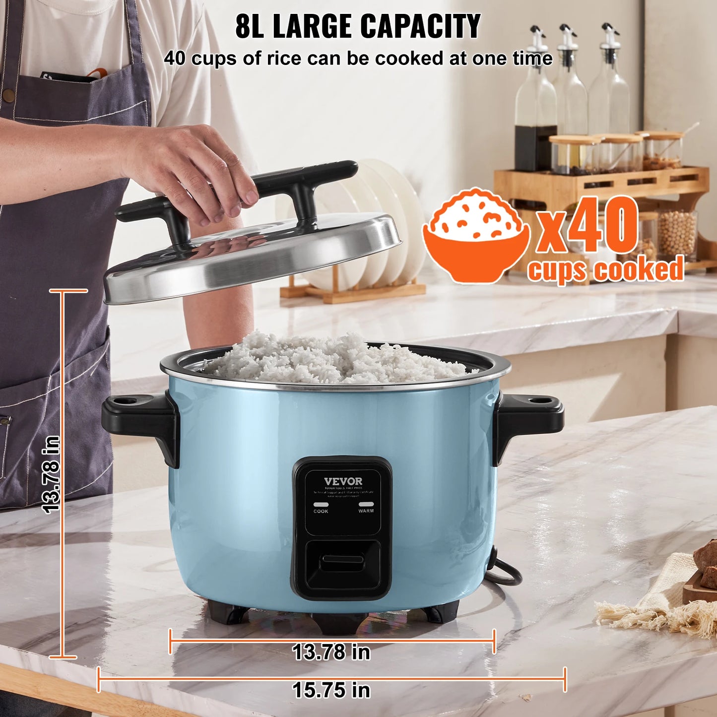 VEVOR Commercial Rice Cooker With Aluminum Nonstick Inner Pot Keep Warm
