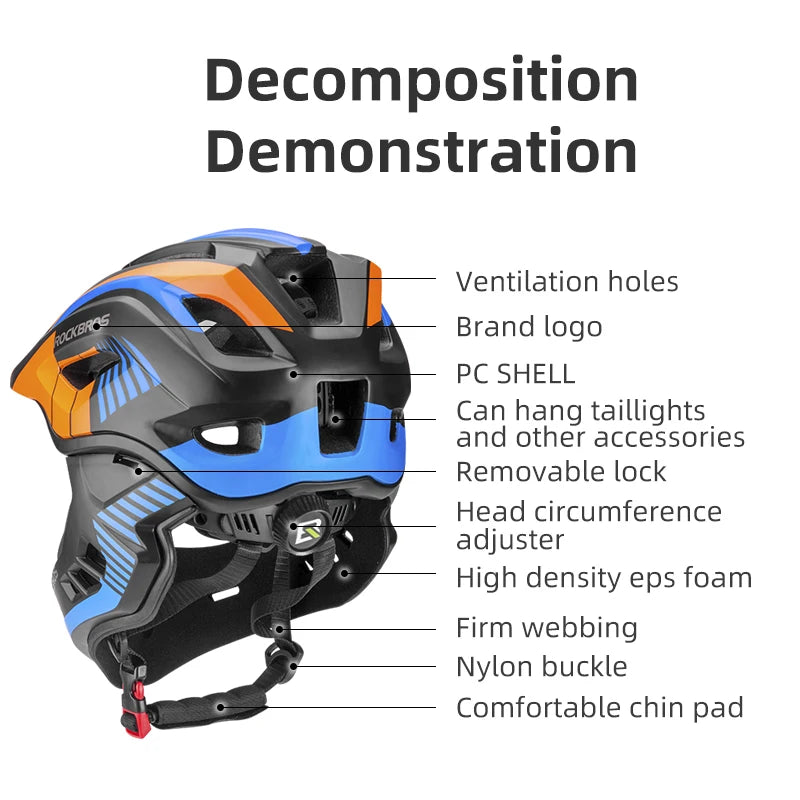 ROCKBROS Kids Detachable Full Face Cycling Helmet For Safety
