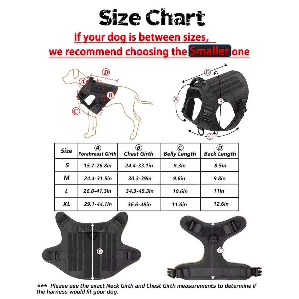 PetraVel Tactical Dog Vest Harness Set With Quick Release Buckle