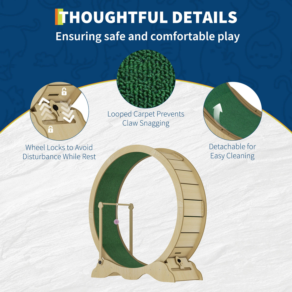 Quiet Indoor Cat Exercise Wheel With Detachable Carpet For Fitness