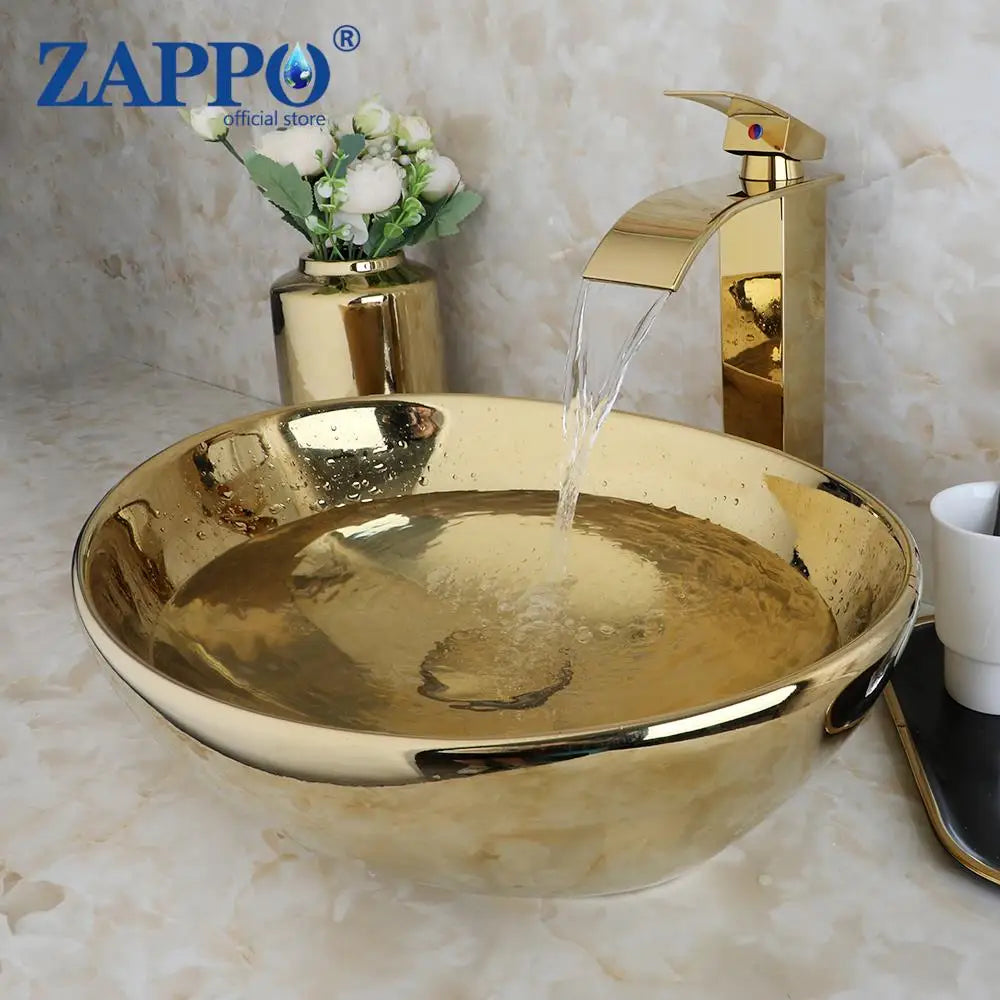 KEMAIDI Luxury Oval Ceramic Vessel Sink With Faucet Set