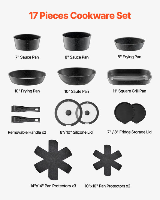 SucceBuy Nonstick Granite Cookware Set For Induction Cooking
