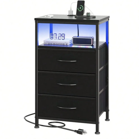Sweetcrispy Nightstand With Charging Station And Type C Ports