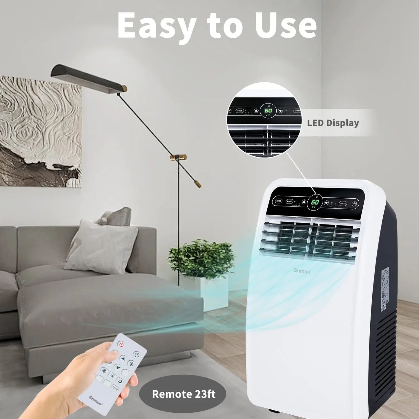 Shinco 8000 BTU Portable Air Conditioner With Dehumidifier And Fan
