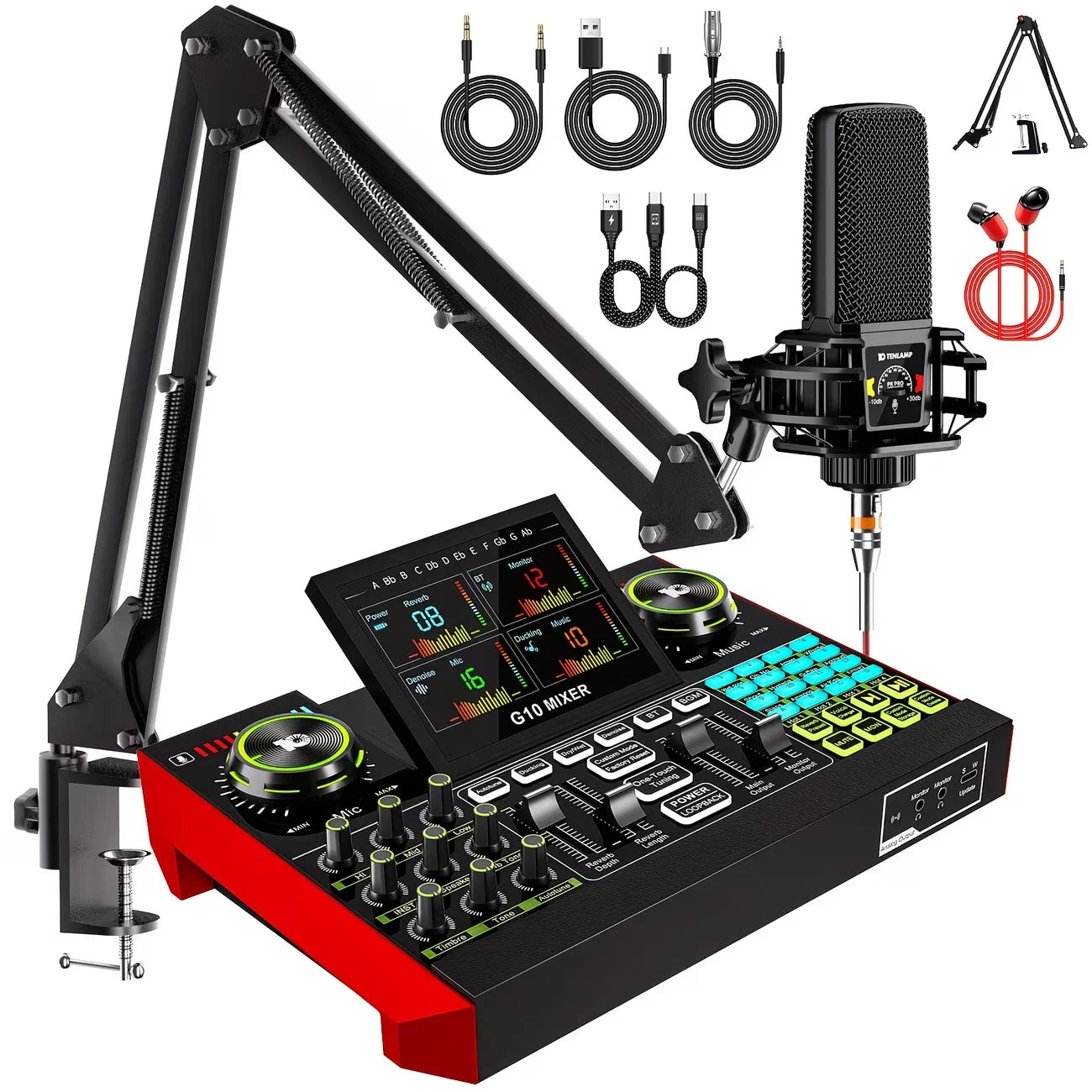 Tenlamp G10 Professional Microphone Bundle With Voice Changer And Reverb