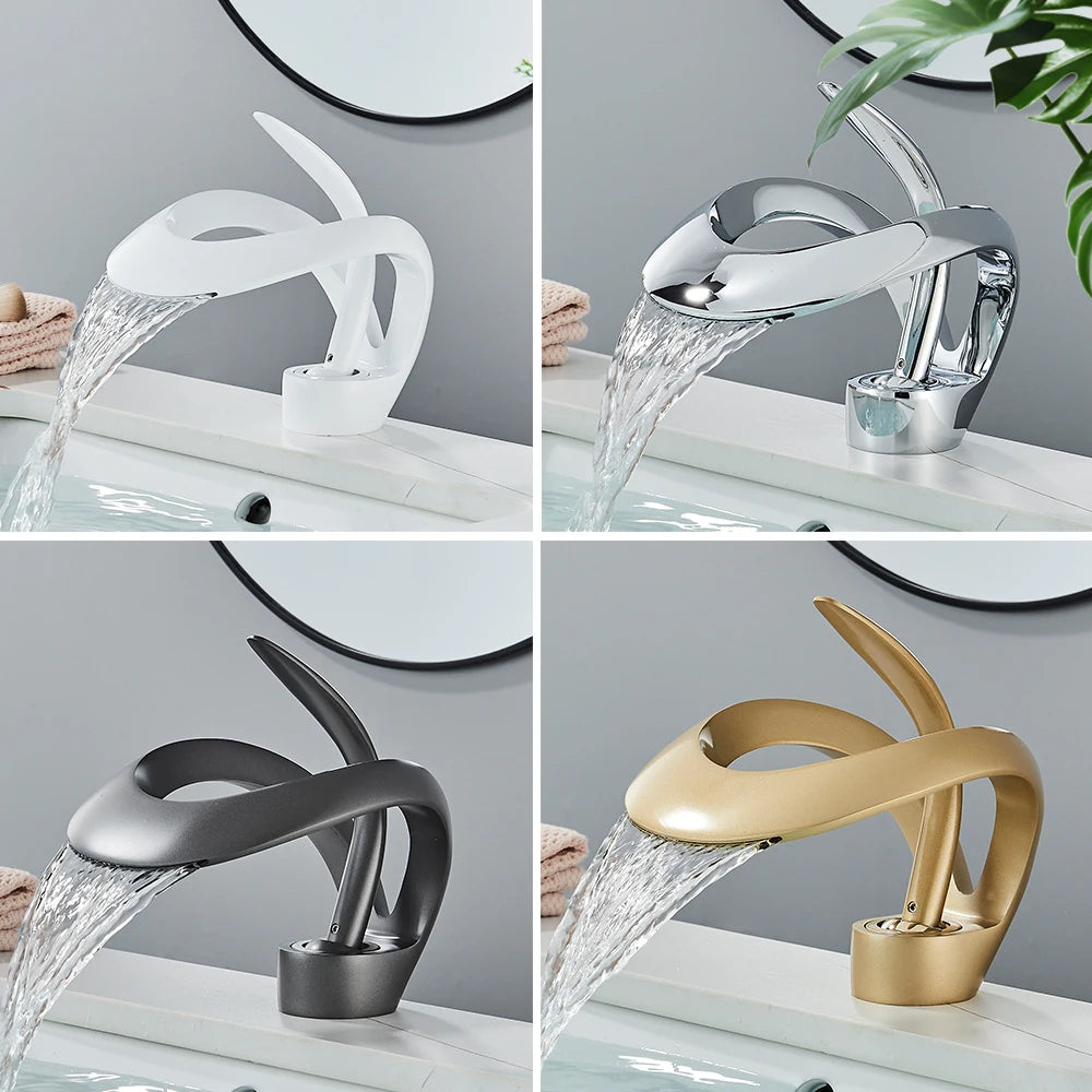 Rozin Waterfall Basin Faucet Deck Mount Mixer Tap Hot Cold