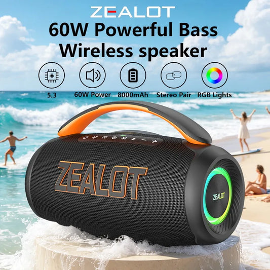 Zealot P12 60W Portable Bluetooth Speaker With IpX6 Waterproof Design