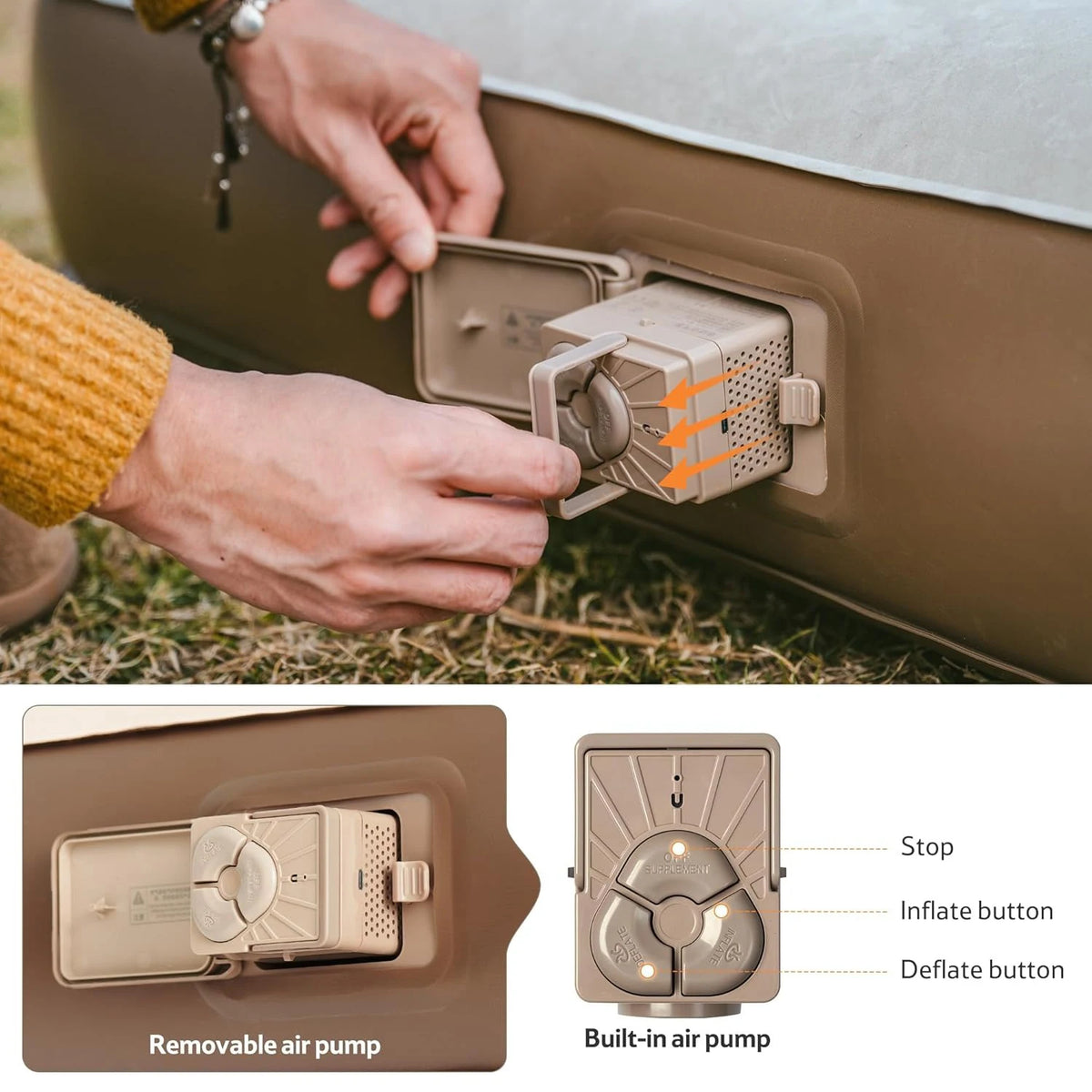 Naturehike Three Person Camping Air Mattress With Built In Pump