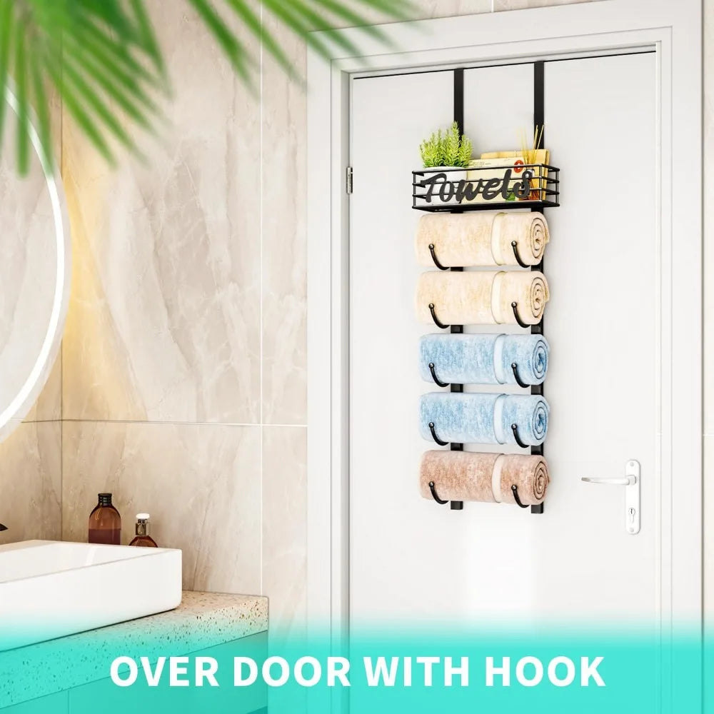 NBVCX 6 Tier Over Door Towel Storage Organizer With Shelf