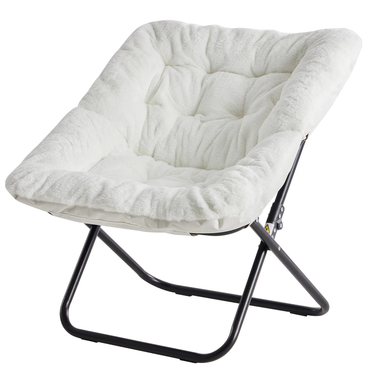 JHK Faux Fur Folding Saucer Lounge Chair With Metal Frame