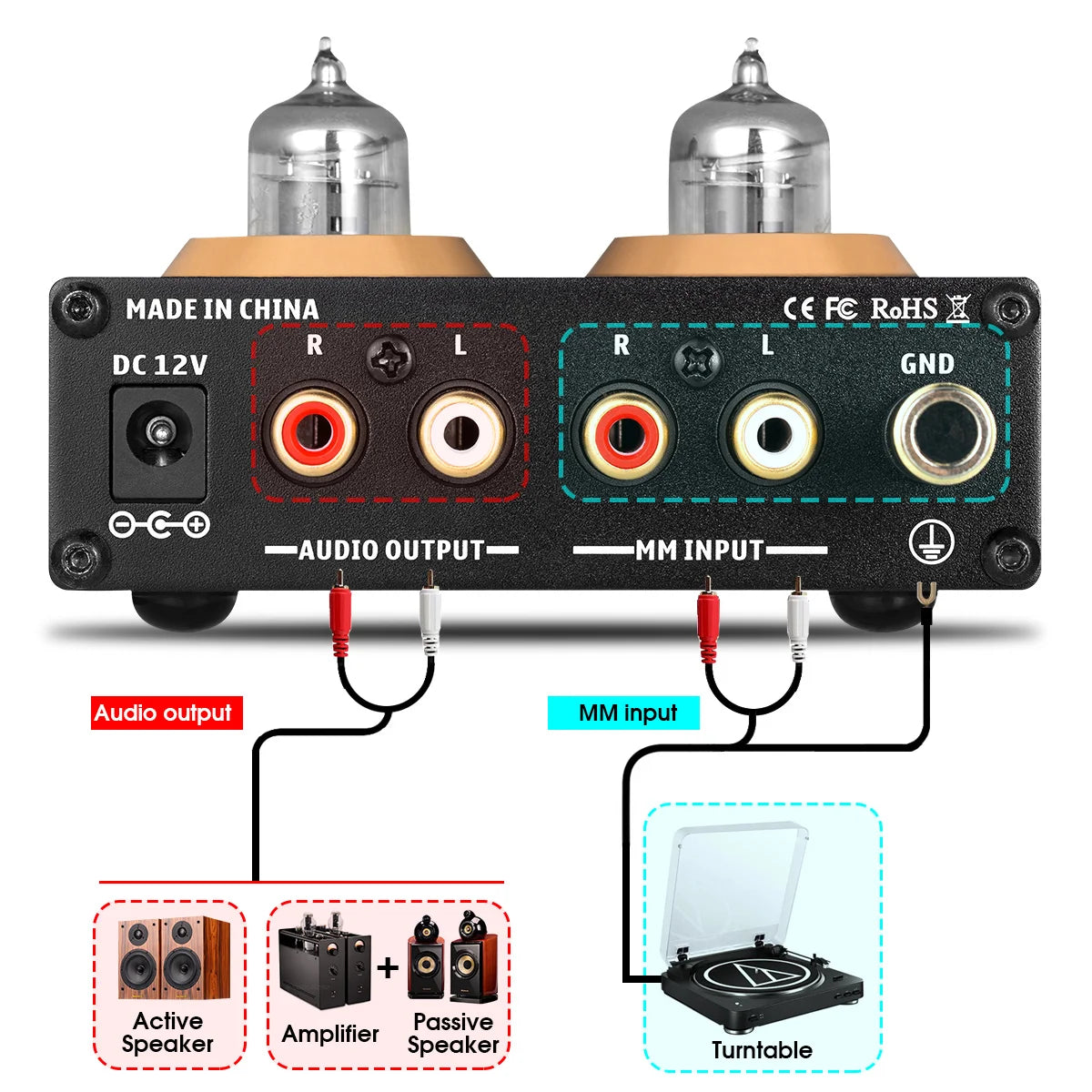 Douk Audio T3 PRO RIAA Vacuum Tube Stereo Phono Preamp