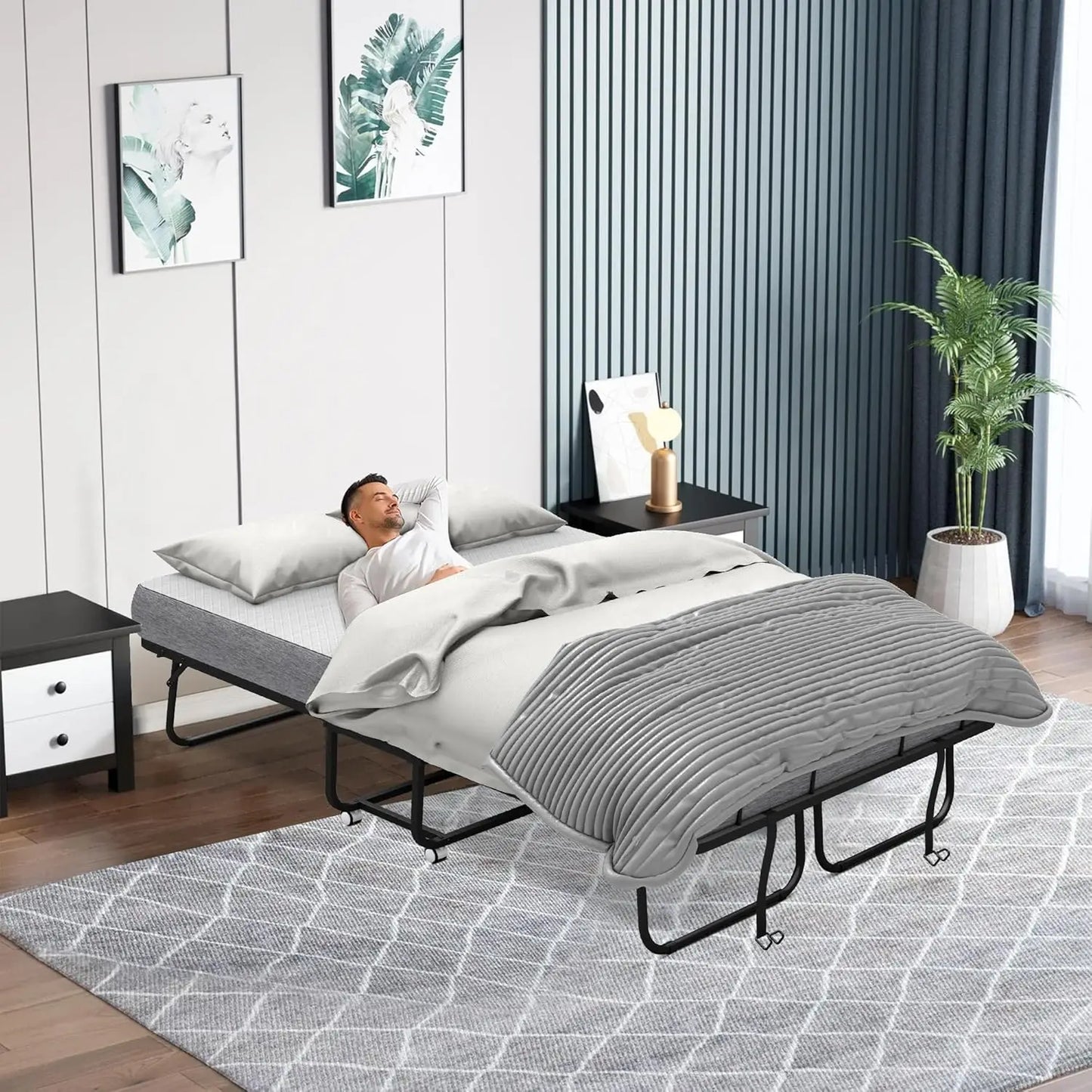 Folding Bed With Mattress Rollaway Guest Bed For Home Use
