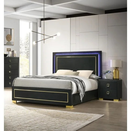 Contemporary Engineered Wood Bedroom Set With Two Nightstands