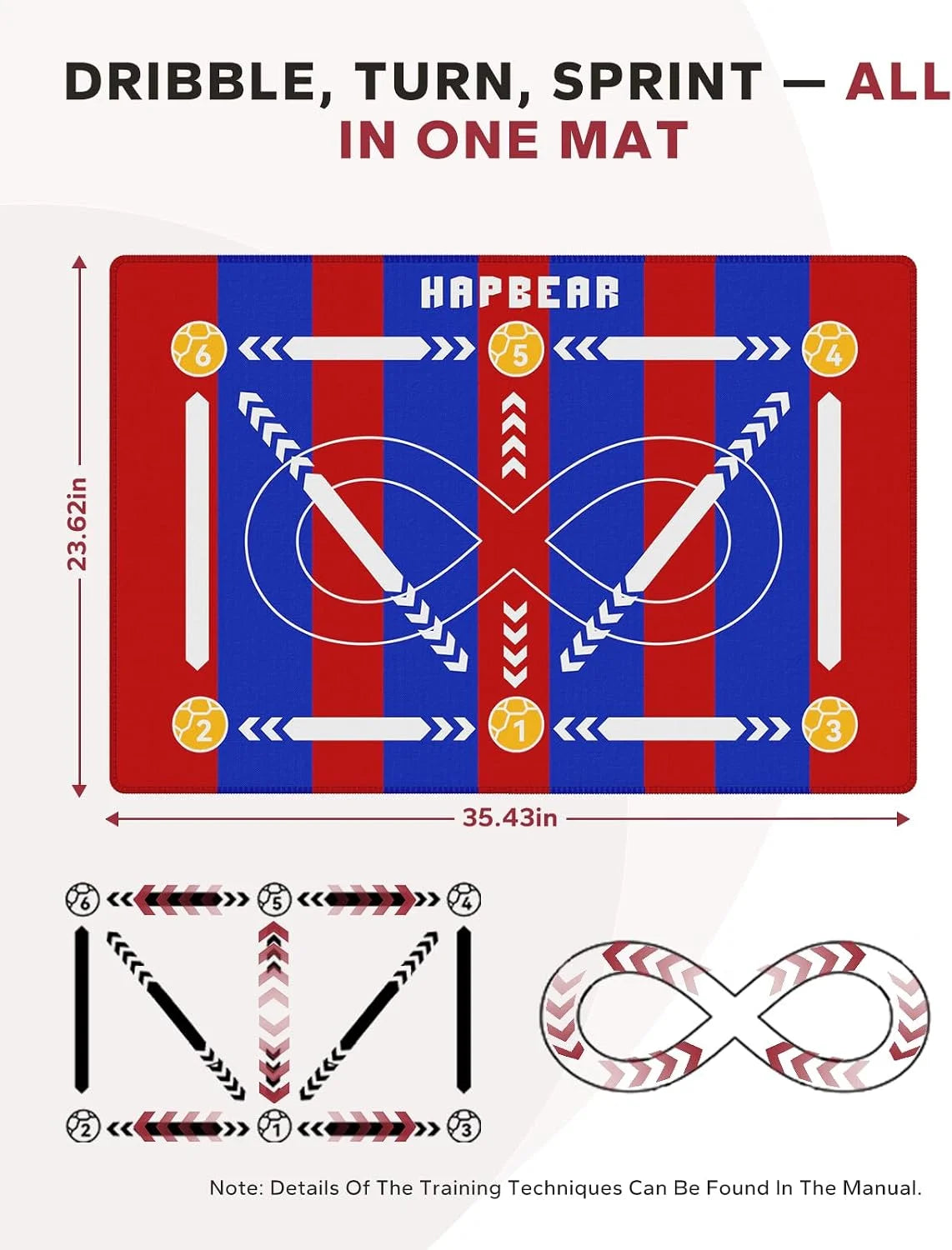 HAPBEAR Soccer Training Mat Anti Slip Footwork And Ball Mastery
