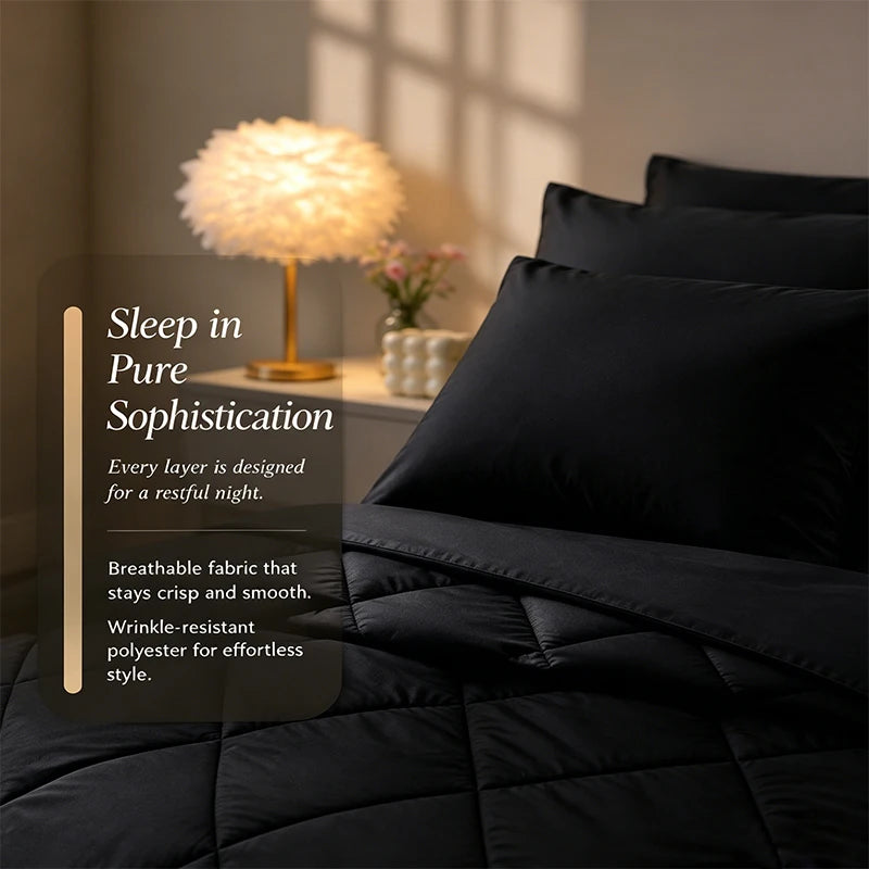 EasYum Brushed Polyester Bedding Set With Quilted Comforter