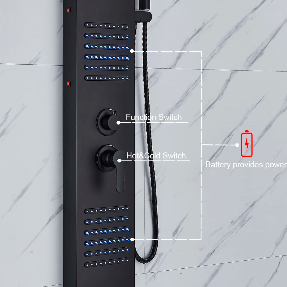 MYQualife LED Shower Panel With Waterfall Massage Jets