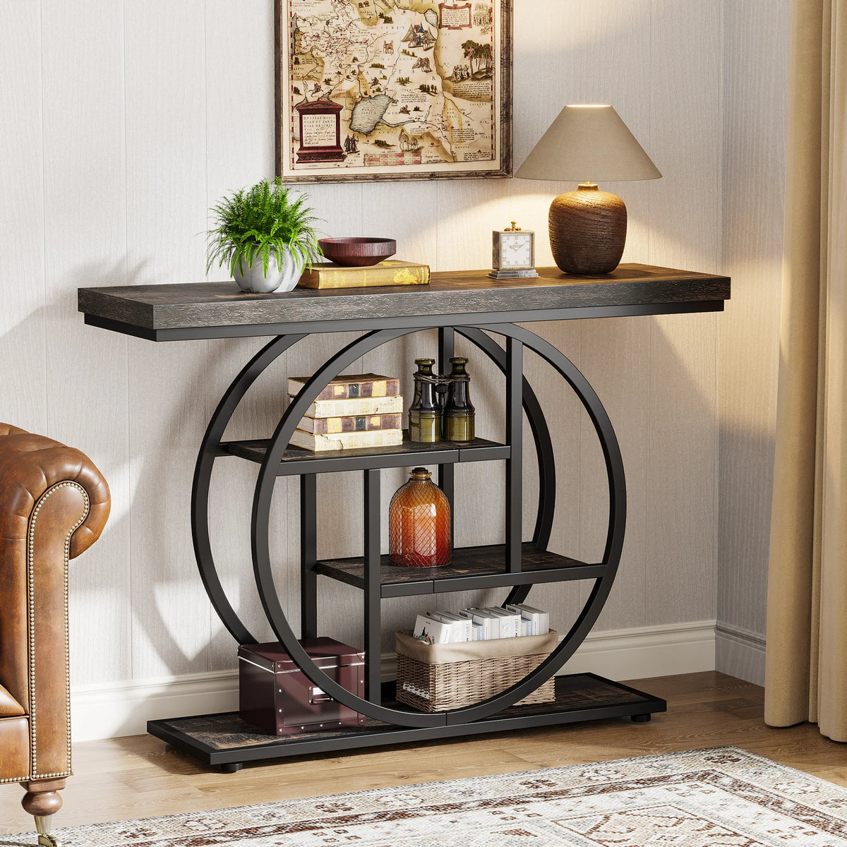 Tribesigns Industrial Four Tier Console Table With Entryway Storage