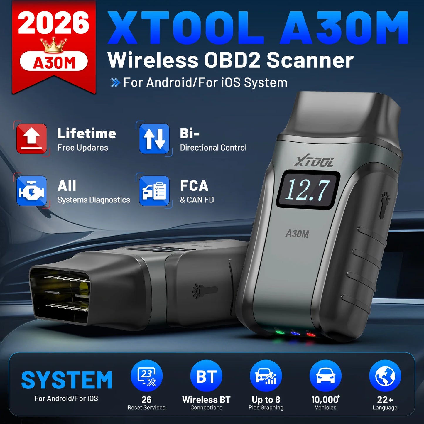 XTOOL A30M V2.0 Full System Diagnostic Bidirectional OBD2 Scanner
