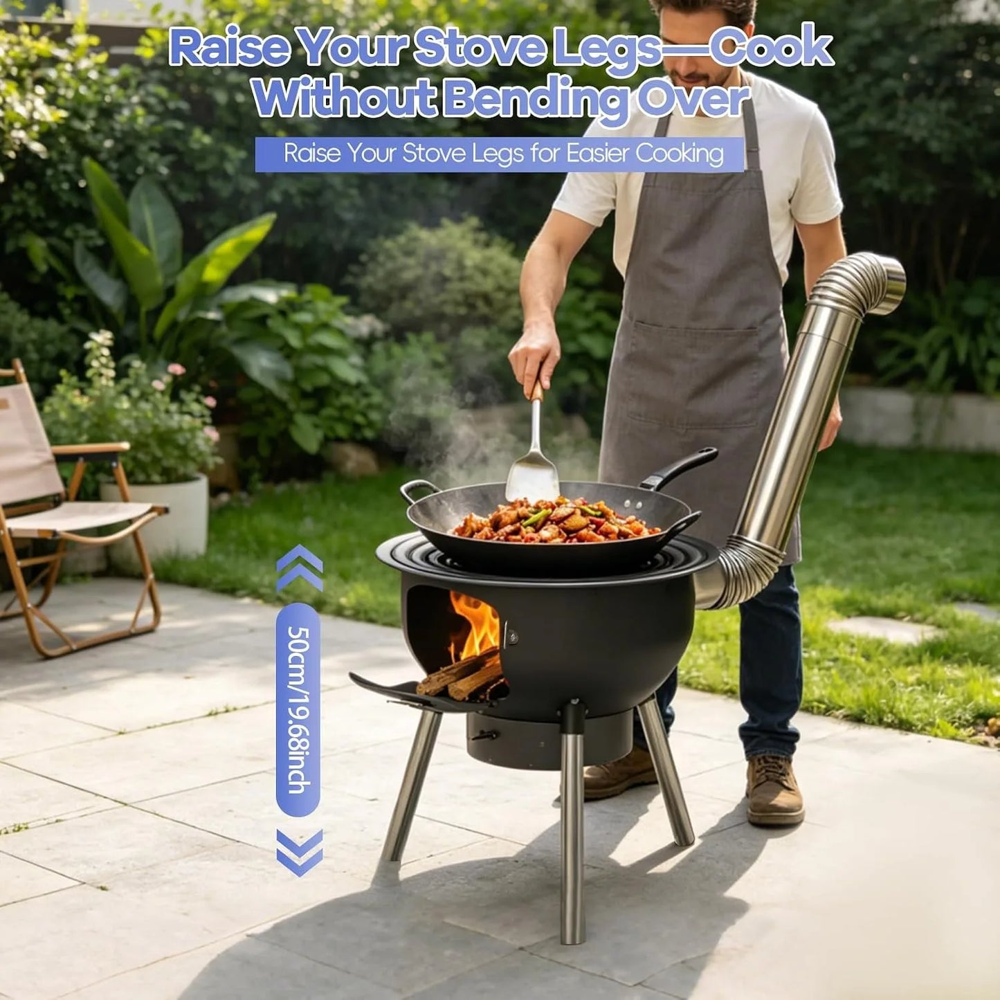 Bymaocar Wood Burning Stove With Grill Rack For Outdoor Cooking