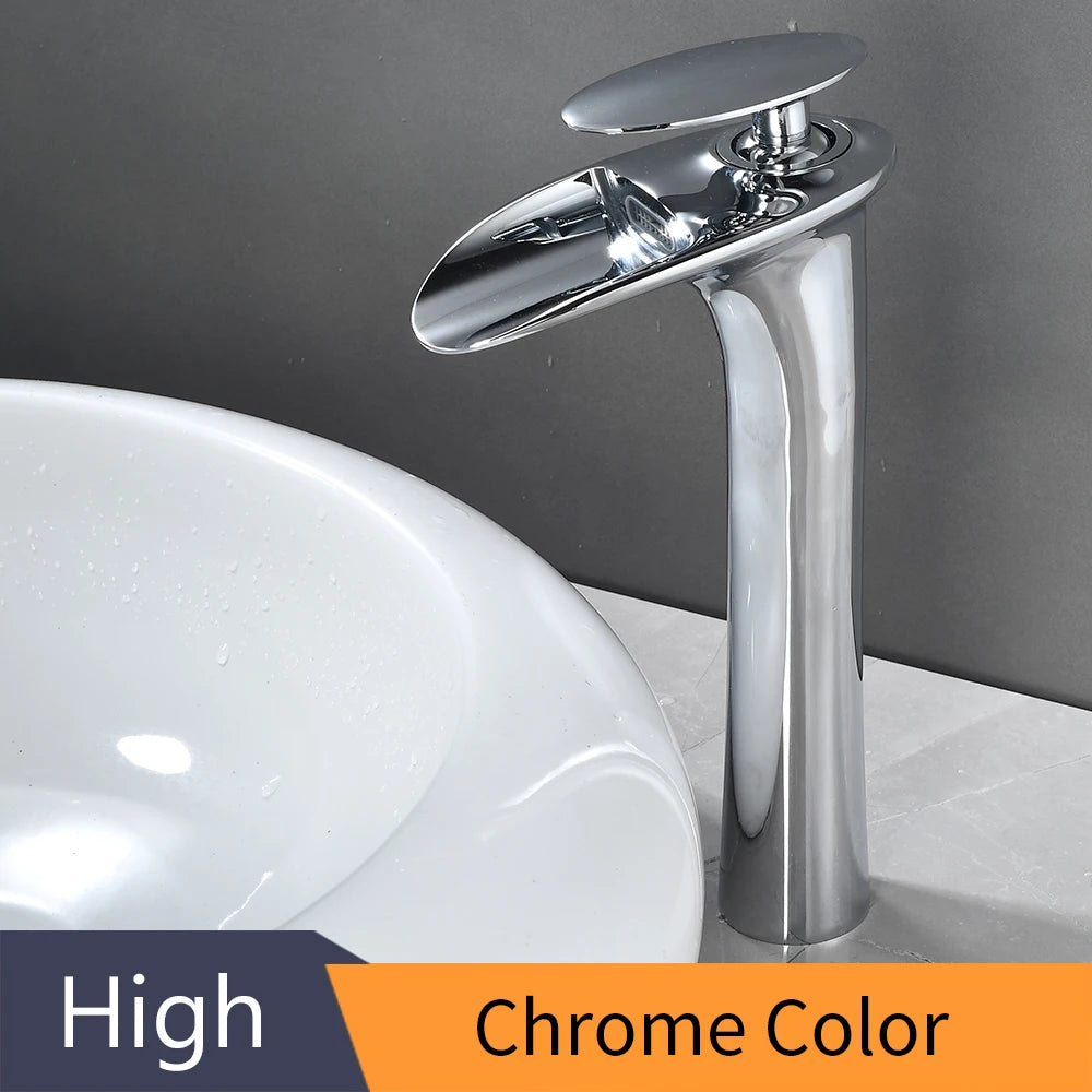 White Bathroom Basin Faucet Waterfall Lever Single Hole Mixer Tap