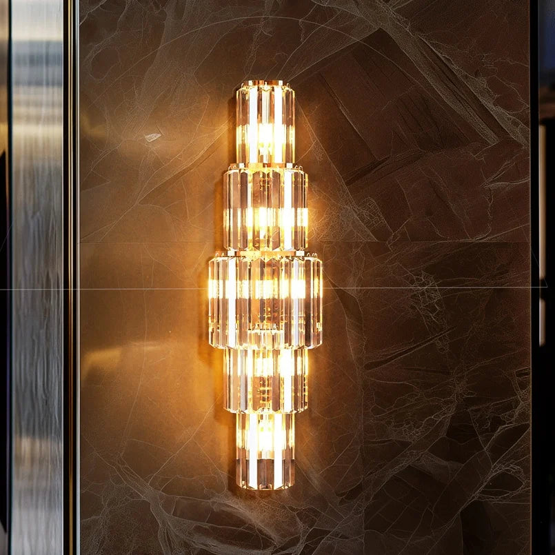 Crystal Wall Lamp Three Layer Sconce With E14 LED Lights