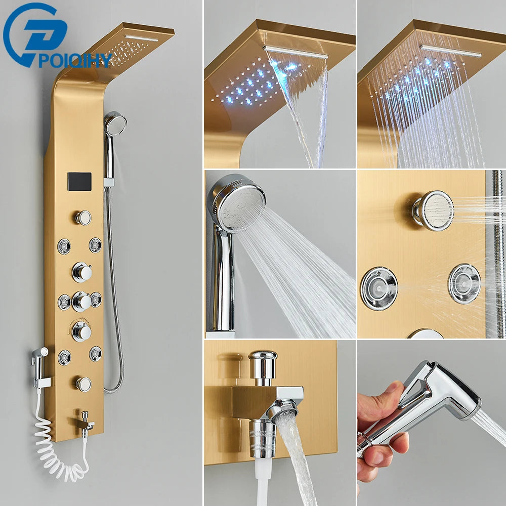 Poqihy Shower Faucet Bath Mixer Tap System With Handheld