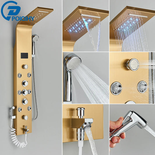 Poqihy Shower Faucet Bath Mixer Tap System With Handheld