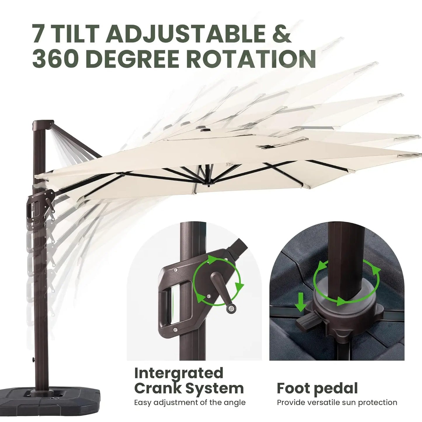 Cantilever Patio Umbrella With Base Included Rectangular Offset 7 Tilts