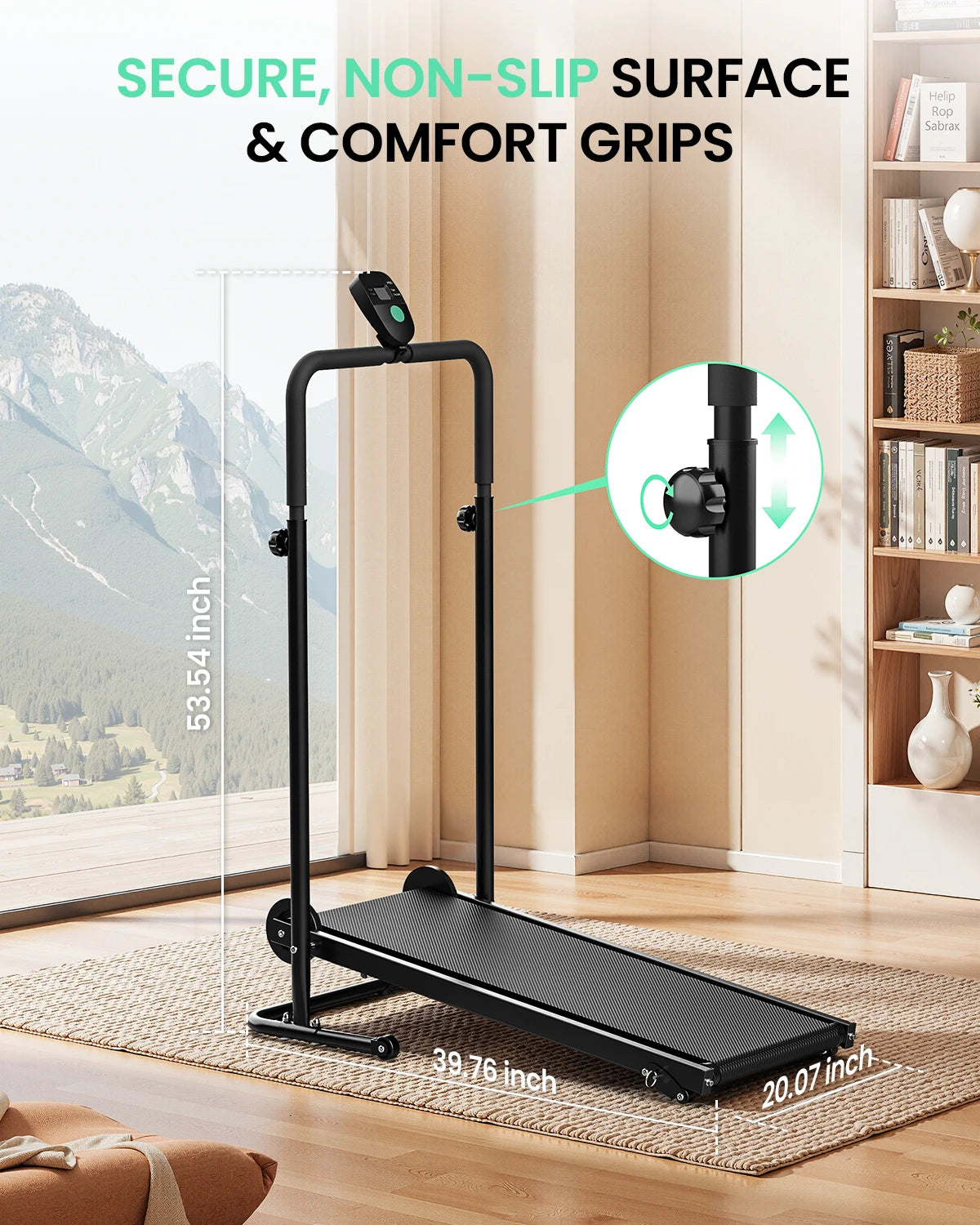 AKLUER Motorless Treadmill With Dual Flywheels And LCD Monitor