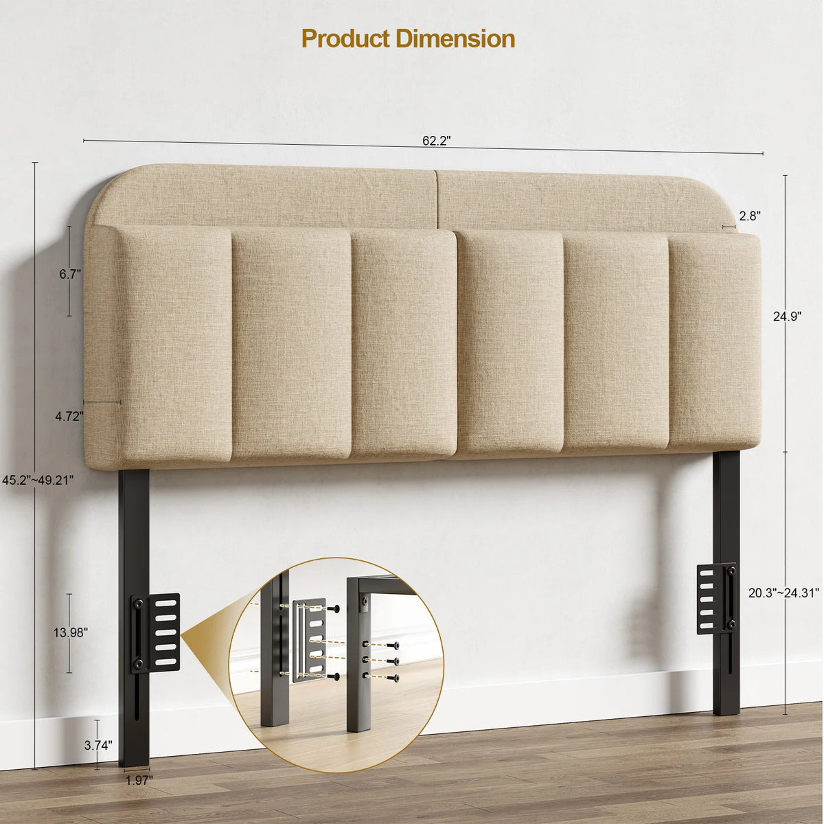 ONBRILL Adjustable Bed Headboard With Storage And RGB LED Lighting